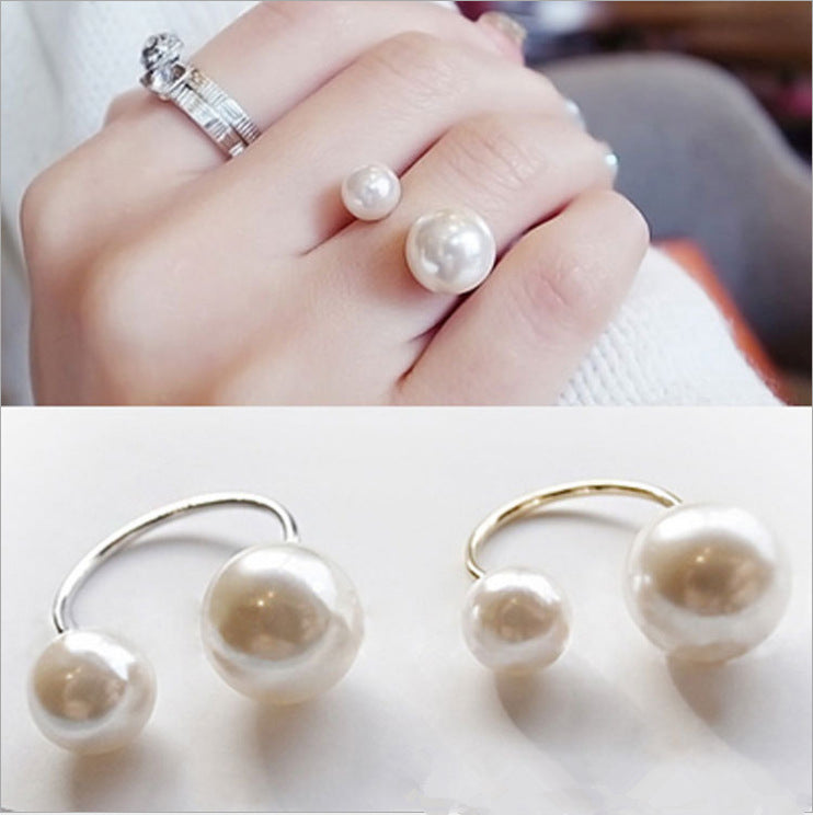 2018 New Arrivals Hot Fashion women's Ring Street Shoot Accessories Imitation Pearl Size Adjustable Ring Opening Women Jewelry