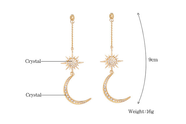 KISS ME Newest Shiny Crystal Star Moon Earrings Charming Earrings for Women 2017 Fashion Jewelry Brincos