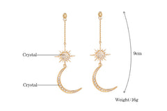 KISS ME Newest Shiny Crystal Star Moon Earrings Charming Earrings for Women 2017 Fashion Jewelry Brincos