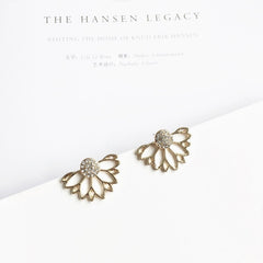 Crystal Flower drop Earrings For Women fashion Jewelry Double Sided Gold Silver earrings gift for party best friend A55