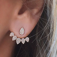 Crystal Flower drop Earrings For Women fashion Jewelry Double Sided Gold Silver earrings gift for party best friend A55