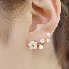 Crystal Flower drop Earrings For Women fashion Jewelry Double Sided Gold Silver earrings gift for party best friend A55