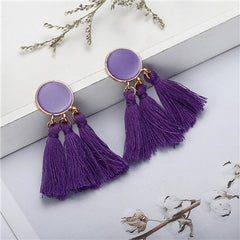 Bohemia Statement Tassel Earrings Gold Color Round Drop Earrings for Women Wedding Long Fringed Earrings Jewelry Gift e0343