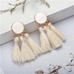 Bohemia Statement Tassel Earrings Gold Color Round Drop Earrings for Women Wedding Long Fringed Earrings Jewelry Gift e0343