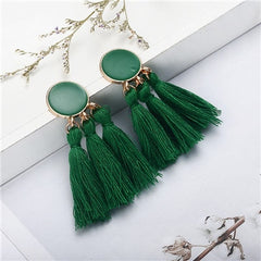 Bohemia Statement Tassel Earrings Gold Color Round Drop Earrings for Women Wedding Long Fringed Earrings Jewelry Gift e0343