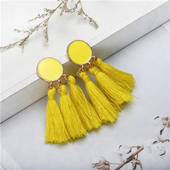 Bohemia Statement Tassel Earrings Gold Color Round Drop Earrings for Women Wedding Long Fringed Earrings Jewelry Gift e0343