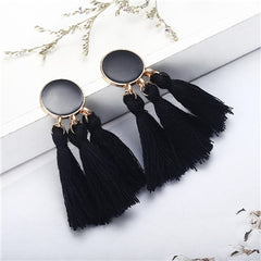 Bohemia Statement Tassel Earrings Gold Color Round Drop Earrings for Women Wedding Long Fringed Earrings Jewelry Gift e0343