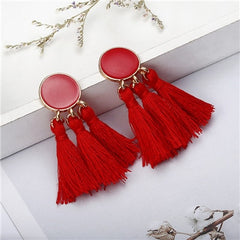 Bohemia Statement Tassel Earrings Gold Color Round Drop Earrings for Women Wedding Long Fringed Earrings Jewelry Gift e0343