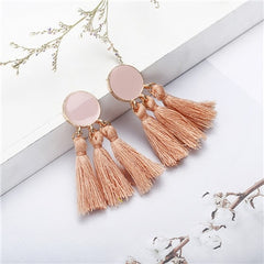 Bohemia Statement Tassel Earrings Gold Color Round Drop Earrings for Women Wedding Long Fringed Earrings Jewelry Gift e0343