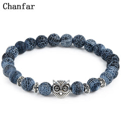 Leopard Tiger Eye Lion Head Bracelet Owl Buddha Bead Bracelets Bangles Skull Charm Natural Stone Bracelet yoga Jewelry Men Women