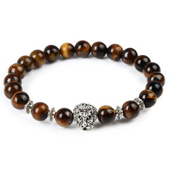 Leopard Tiger Eye Lion Head Bracelet Owl Buddha Bead Bracelets Bangles Skull Charm Natural Stone Bracelet yoga Jewelry Men Women