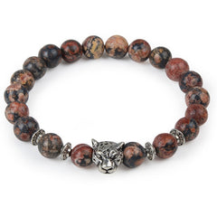 Leopard Tiger Eye Lion Head Bracelet Owl Buddha Bead Bracelets Bangles Skull Charm Natural Stone Bracelet yoga Jewelry Men Women