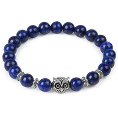 Leopard Tiger Eye Lion Head Bracelet Owl Buddha Bead Bracelets Bangles Skull Charm Natural Stone Bracelet yoga Jewelry Men Women