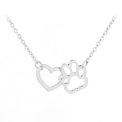 Hollow Pet Paw Footprint Necklaces Cute Animal Dog Cat Love Heart Pendant Necklace For Women Girls Jewelry Necklace