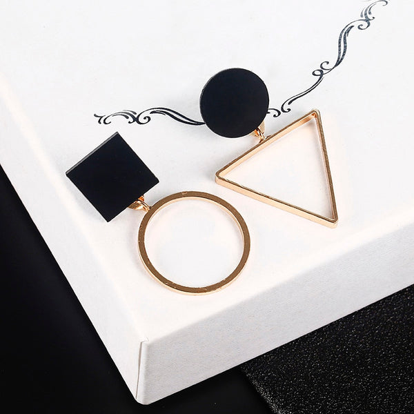 New Fashion Geometric Stud Earrings For Women Round Triangle Design Elegant Earrings For Birthday Wedding Gift Brincos