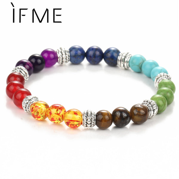 IF ME Fashion 7 Chakra Bracelet Men Black Lava Healing Balance Beads Reiki Buddha Prayer Natural Stone Yoga Bracelet Women Jewel