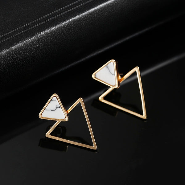 New Earrings Fashion Simple Stud Earrings Personality Trend Push-back Triangle Earrings Wholesale Jewelry Women's Earrings