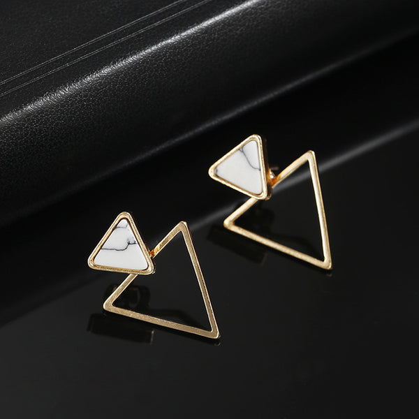 New Earrings Fashion Simple Stud Earrings Personality Trend Push-back Triangle Earrings Wholesale Jewelry Women's Earrings