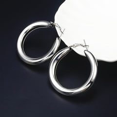 Simple fashion gold color Silver plated geometric big round earrings for women fashion big hollow drop earrings jewelry