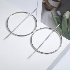 Simple fashion gold color Silver plated geometric big round earrings for women fashion big hollow drop earrings jewelry