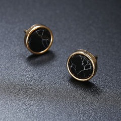 2018 New Fashion Stud Earrings Black White Stone Geometric Earrings Round Triangle Design Punk Ear Jewelry Brincos