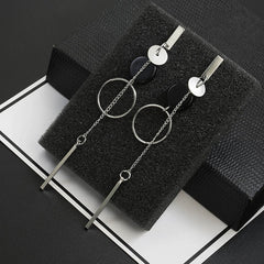 Korean Fashion Long Slope Geometric asymmetry Rhinestone circle earrings new Acrylic earring for women Gift Party Wedding