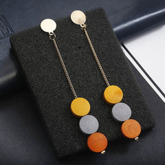 Korean Fashion Long Slope Geometric asymmetry Rhinestone circle earrings new Acrylic earring for women Gift Party Wedding