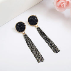 Korean Fashion Long Slope Geometric asymmetry Rhinestone circle earrings new Acrylic earring for women Gift Party Wedding