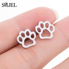 SMJEL Stainless Steel Mickey Stud Earrings for Women Girls Minimalist Fox Cat Hedgehog Earings Jewelry Animal Accessories Gifts