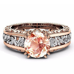 Fashion Hollow Plant Zircon Rose Gold Engagement Ring for Female Two-tone Flower Rhinestone Wedding Rings for Women Jewelry Ring