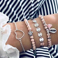 30 Style Boho Bangle Elephant Heart Shell Star Moon Bow Map Crystal Bead Bracelet Women Charm Party Wedding Jewelry Accessories