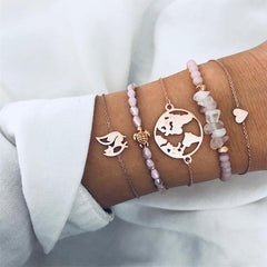 30 Style Boho Bangle Elephant Heart Shell Star Moon Bow Map Crystal Bead Bracelet Women Charm Party Wedding Jewelry Accessories