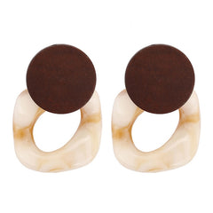 AENSOA Fashion Big Resin Drop Earrings For Women 2019 New Acetic Acid Large Korea Square Earrings Trendy Wood Geometric Jewelry