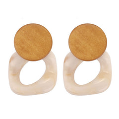 AENSOA Fashion Big Resin Drop Earrings For Women 2019 New Acetic Acid Large Korea Square Earrings Trendy Wood Geometric Jewelry