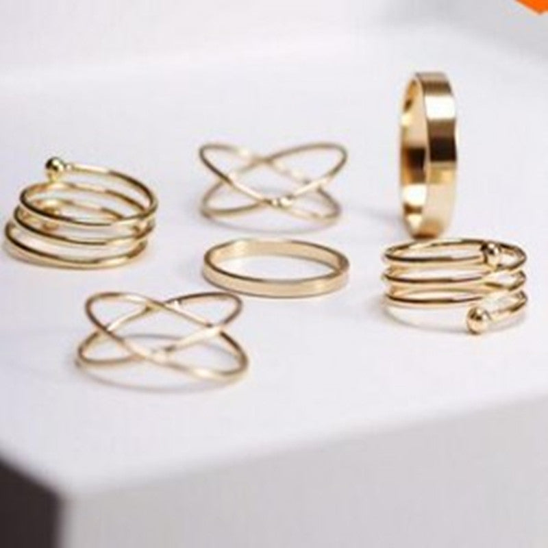 2019 Hot Unique Ring Set Punk  Knuckle Rings for women Finger Ring 6 PCS Ring Set Best Selling