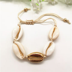 Gold Color Cowrie Shell Bracelets for Women Delicate Rope Chain Bracelet Beads Charm Bracelet Bohemian Beach Jewelry