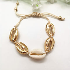 Gold Color Cowrie Shell Bracelets for Women Delicate Rope Chain Bracelet Beads Charm Bracelet Bohemian Beach Jewelry