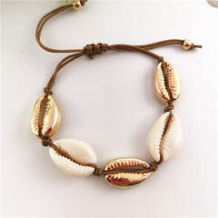 Gold Color Cowrie Shell Bracelets for Women Delicate Rope Chain Bracelet Beads Charm Bracelet Bohemian Beach Jewelry