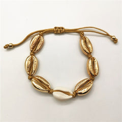 Gold Color Cowrie Shell Bracelets for Women Delicate Rope Chain Bracelet Beads Charm Bracelet Bohemian Beach Jewelry