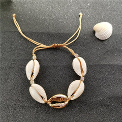 Gold Color Cowrie Shell Bracelets for Women Delicate Rope Chain Bracelet Beads Charm Bracelet Bohemian Beach Jewelry